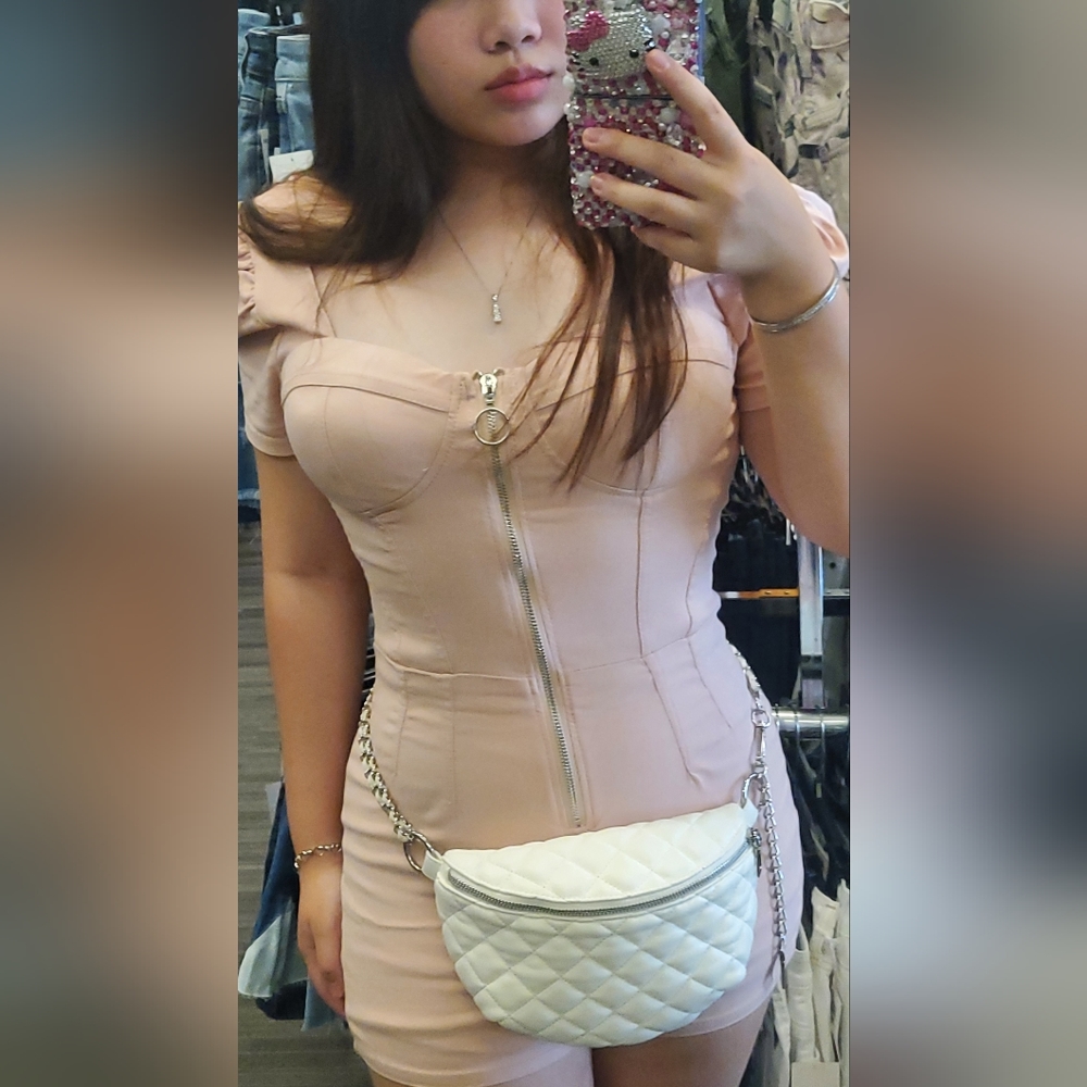 Rose pink jumper/jumpsuit/romper with built in cups